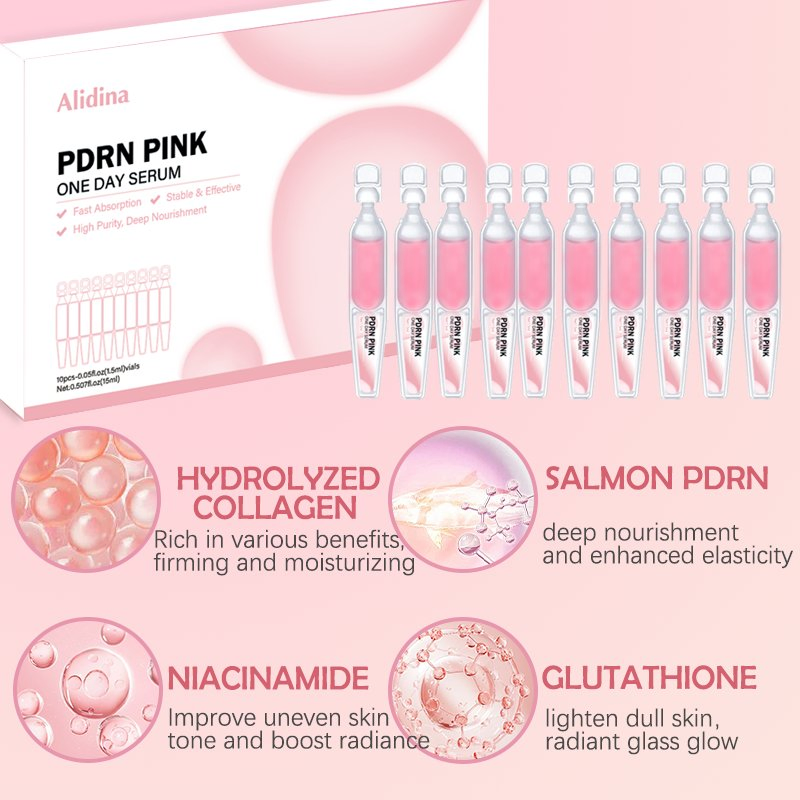 Pdrn Pink Single Use Serum Moisturizing Hydrating Niacinamide Collagen Peptides Korean Skincare One-Day Pdrn Pink Drop Ampoule
