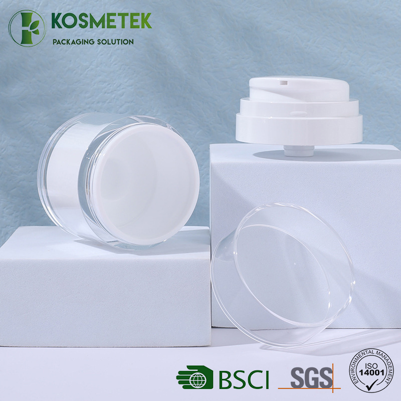 Spill Proof Reusable PP Plastic 50ml 100ml Airless Cream Pump Jars