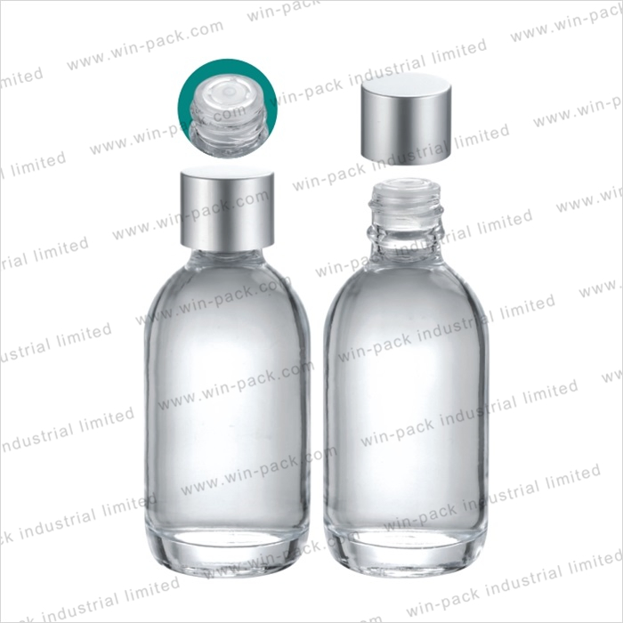 Stylish 60ml Clear Glass Skincare Bottle with Silver Cap