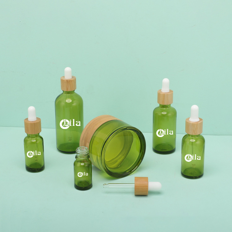 Luxury Black/Green/Costum Color Coating 5ml 10ml 15ml 20ml 30ml 50ml Essential Oil Serum Glass Dropper Bottle of Cosmetic Set