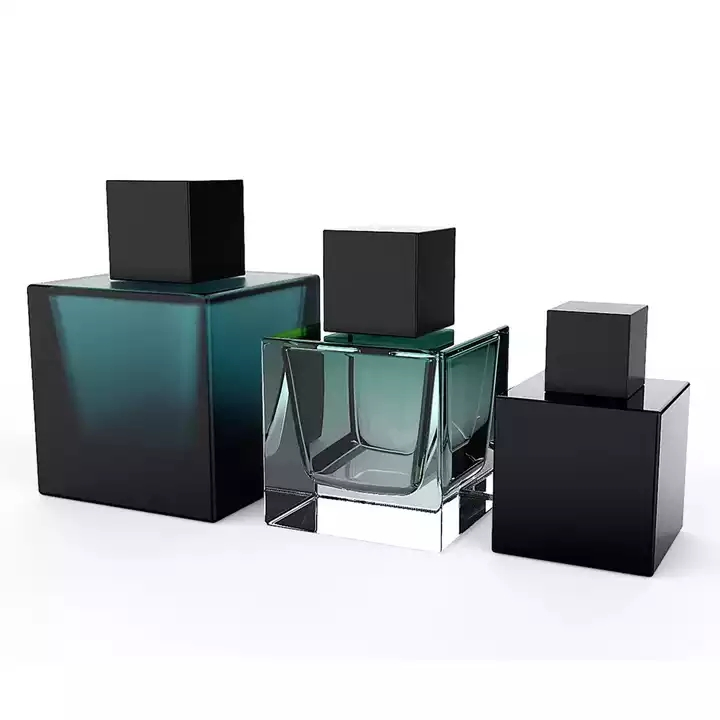 Luxury Clear Empty Square Atomizer Glass Perfume Bottle with Black Lid