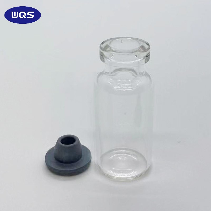 Clear Glass Vial Cosmetic Bottles with Rubber Stopper and Aluminum Plastic Cap