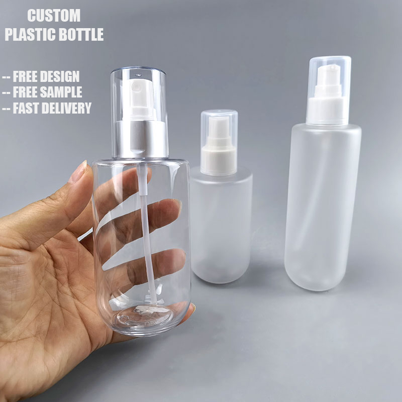 Custom 170ml 250ml Pet Clear Frosted Plastic Cosmetic Fine Mist Spray Toner Perfume Bottle for Body Face Skin Care