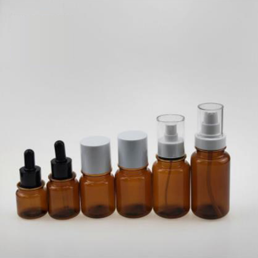 30ml-160ml Amber Cosmetic Packaging PETG Bottle with Lotion Pump