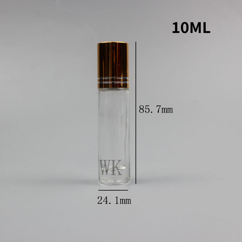 10ml Transparent Round Glass Perfume Roller Bottles Essential Oil Roll on Bottle