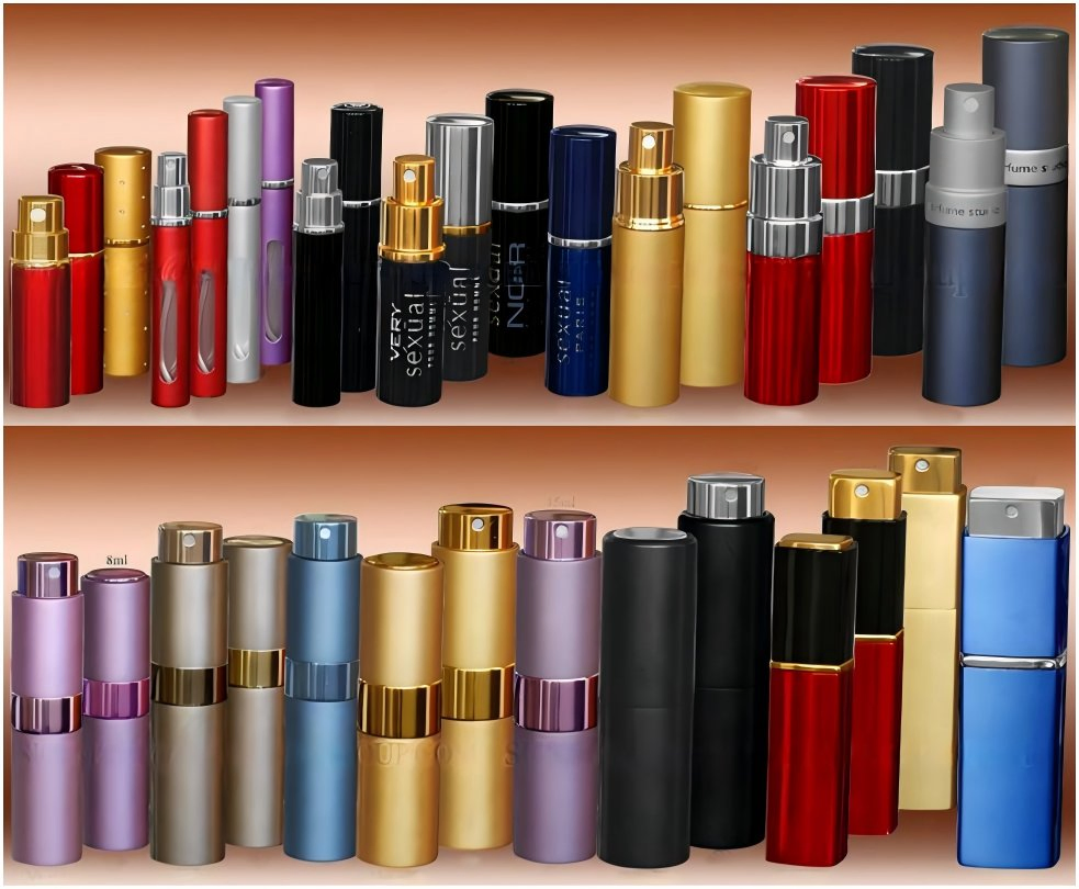 Empty Portable Perfume Cosmetic Glass Misting Spray Bottle Aluminium Perfume Atomizers