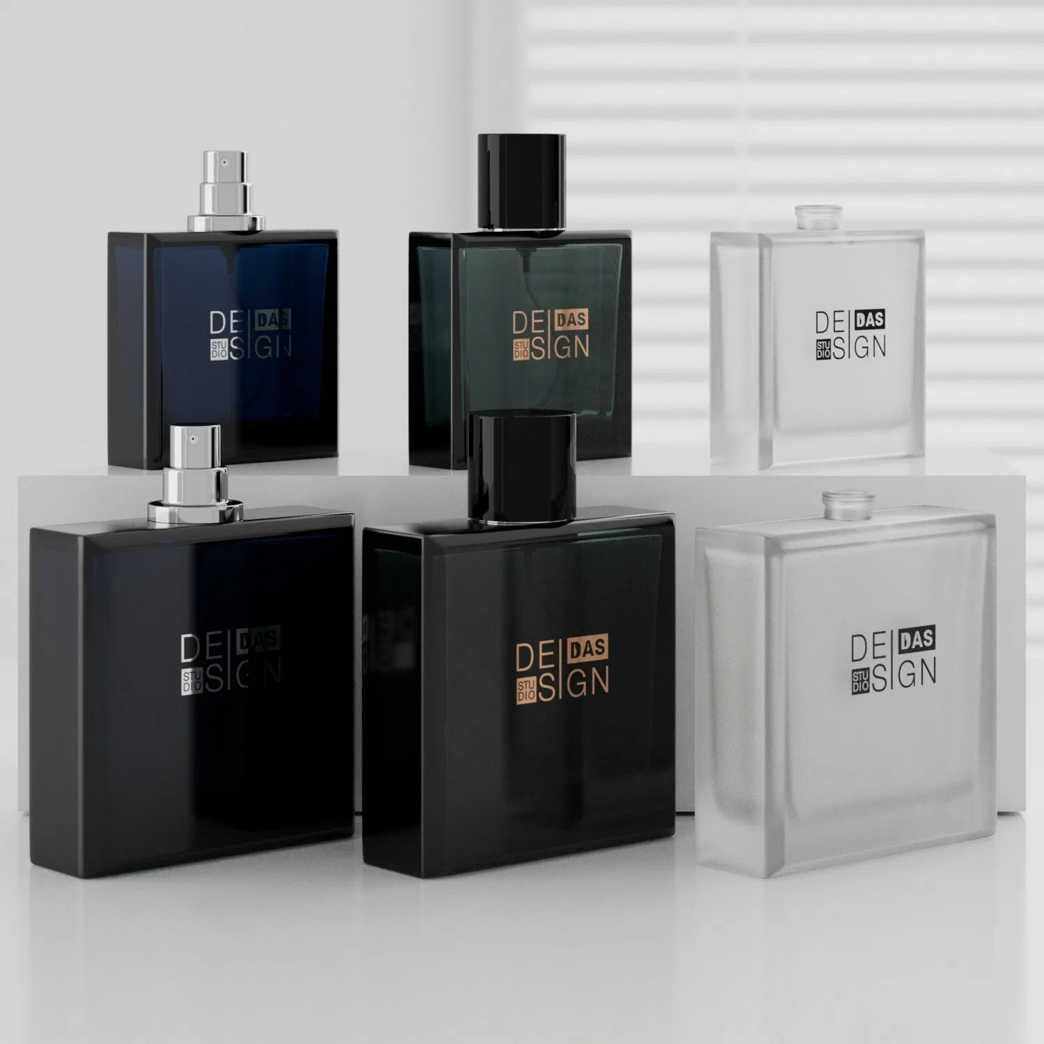 50ml/100ml Customized Luxury Cosmetic Frosted Blue Spray Empty Glass Perfume Bottle for Perfume Packaging