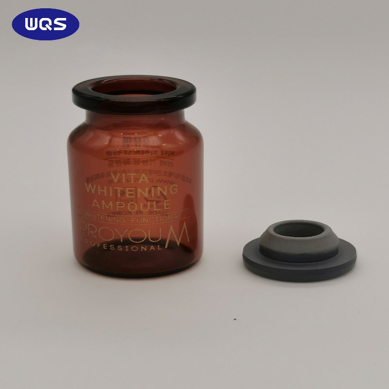 Clear Glass Vial Cosmetic Bottles with Rubber Stopper and Aluminum Plastic Cap