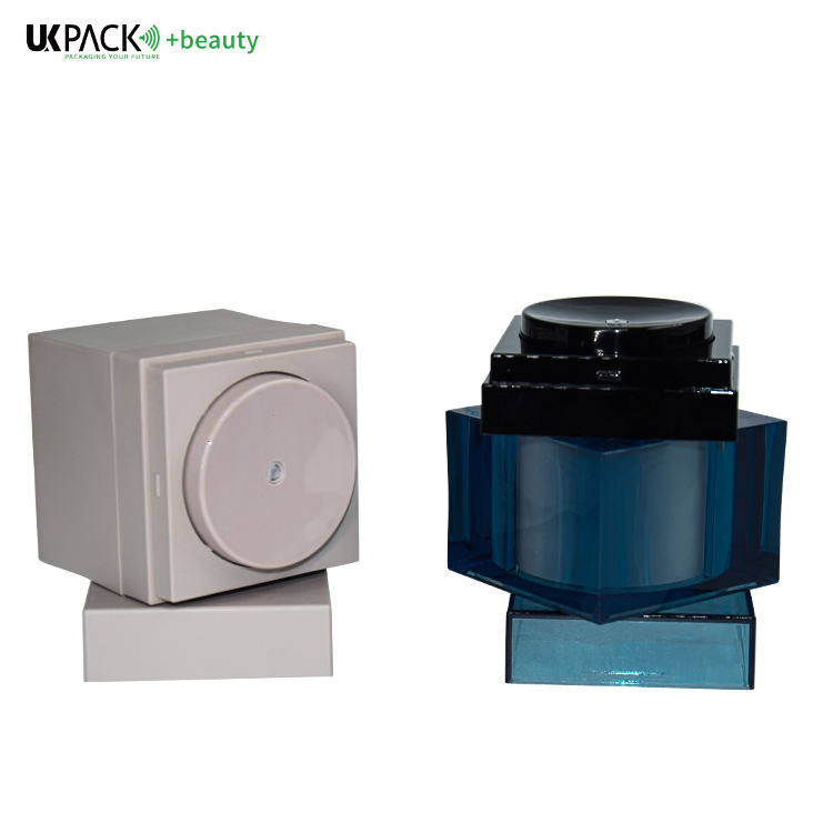 New Arrival 50g Acrylic Airless Pump Cream Jar Vacuum Square Container Plastic 1.76oz Skin Care Lotion Cosmetic Packaging PMMA