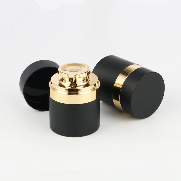 Wholesale Empty 30ml 50ml Balck Cosmetic Skincare Airless Pump Face Cream Jar