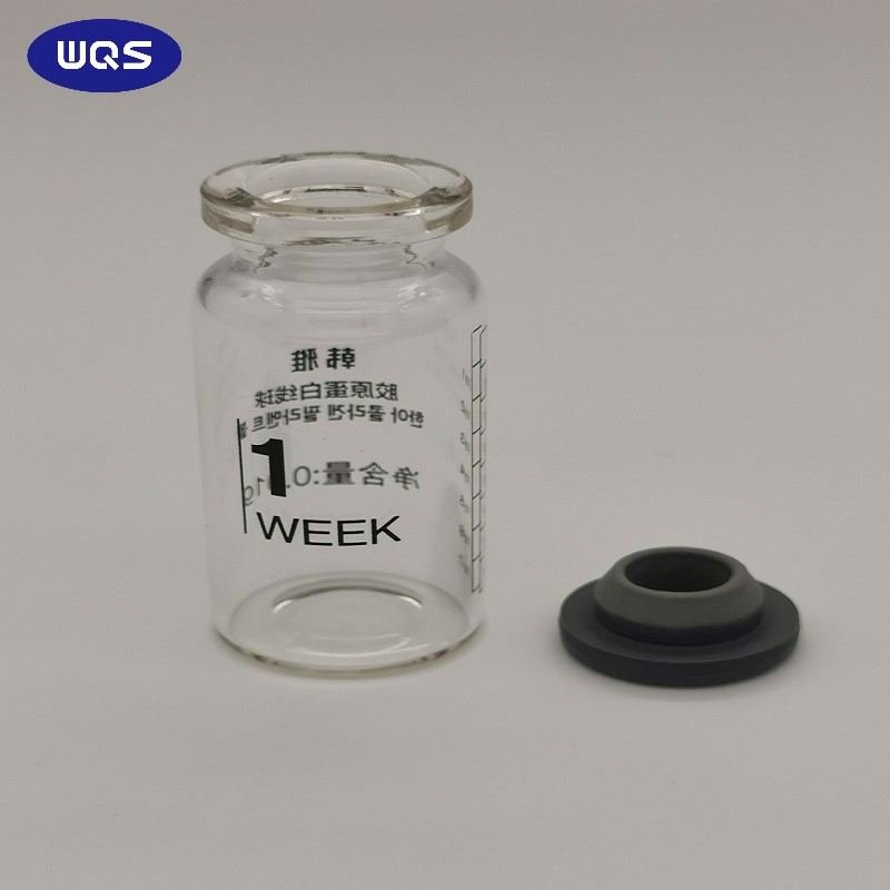 Clear Glass Vial Cosmetic Bottles with Rubber Stopper and Aluminum Plastic Cap