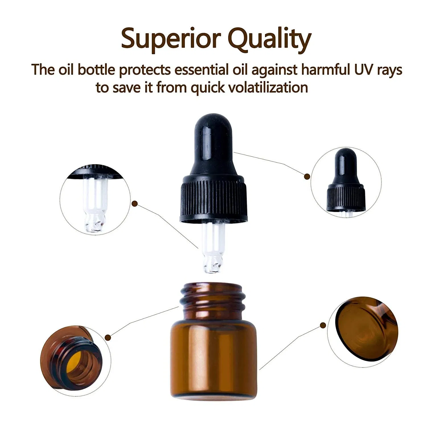 1ml/2ml/3ml/5ml Amber Glass Essential Oil Dropper Bottles Clear Mini Perfume Dropping Bottle Cosmetic Sample Vials with Gold Cap