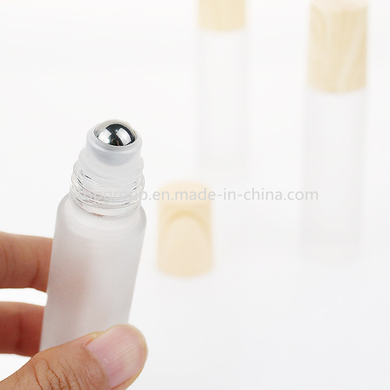 10ml Frosted Essential Oil Glass Roll on Bottle Matte Perfume Glass Sample Glass Roller Bottle with Wood Grain Cap