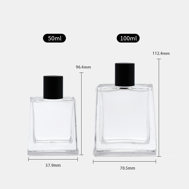 Luxury Frosted Glass Bottle 50ml 100ml Custom Empty Square Perfume Bottle with Box Packaging