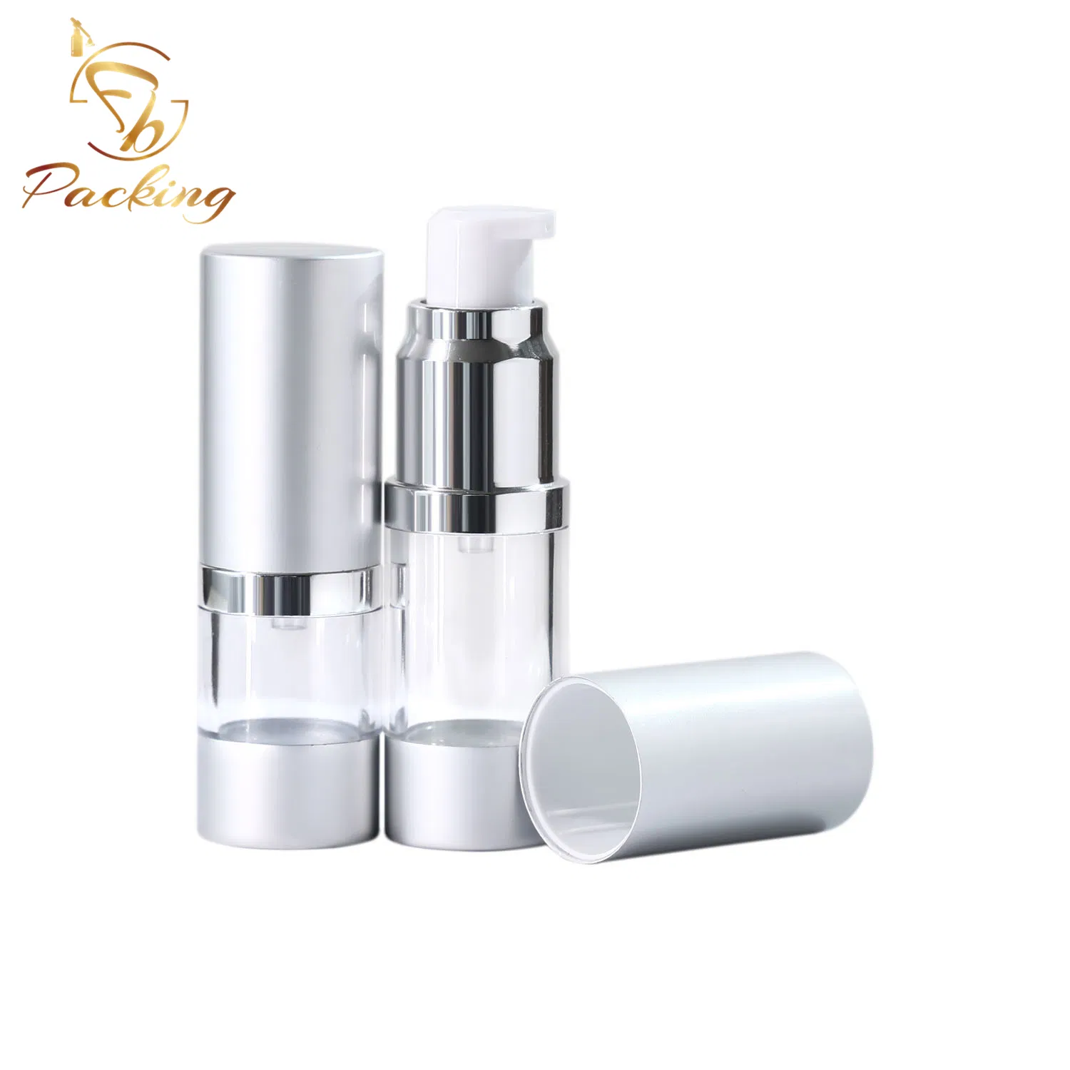 Plastic 5ml - 30ml Cosmetic Cream Airless Pump Bottle with Aluminum Lotion Pump