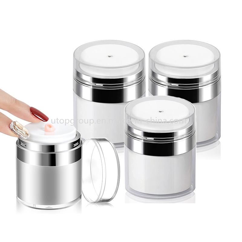 Customized Empty Creams Gels Lotion Cosmetic Container Luxury Silver 15g 30g 50g Acrylic Airless Vacuum Pump Jar