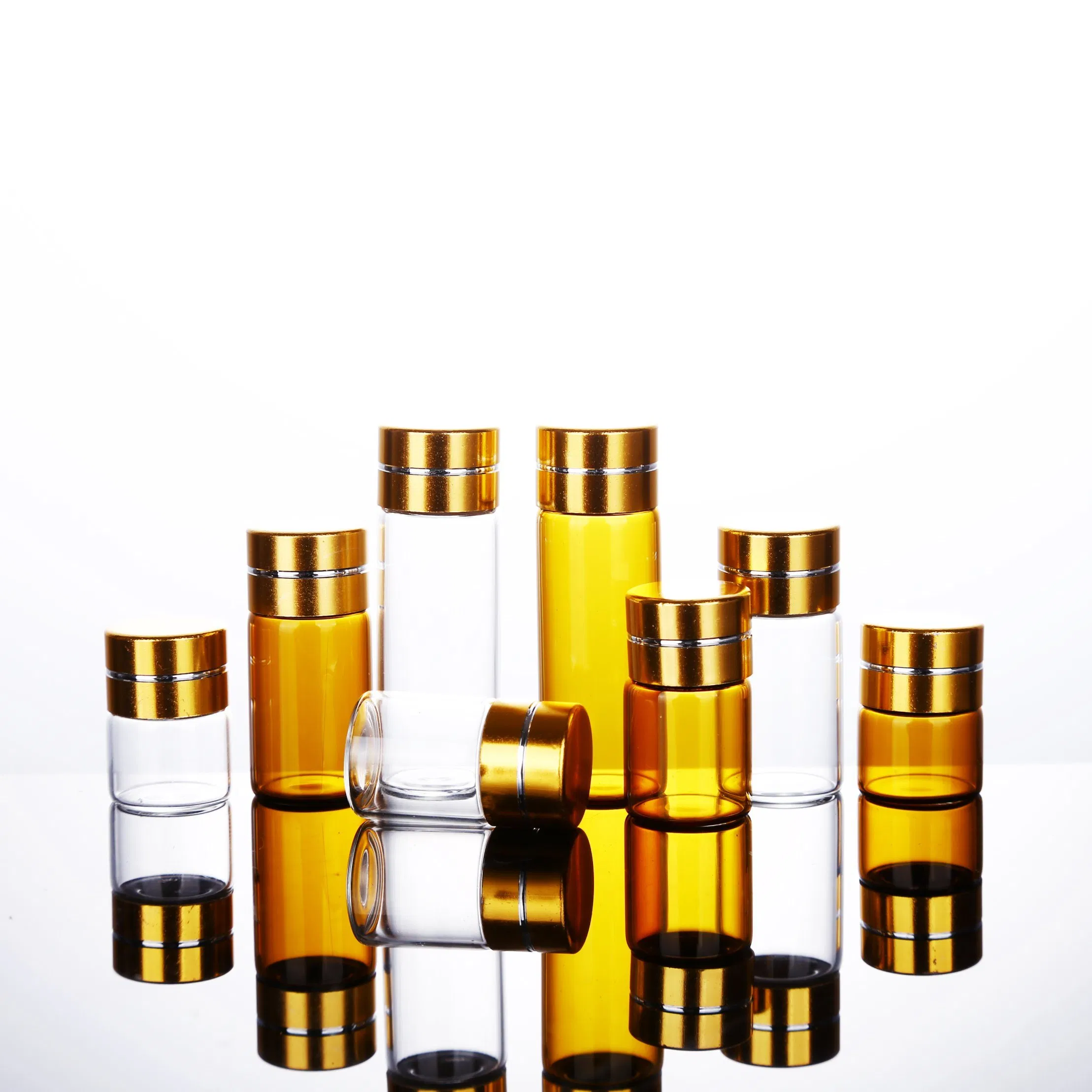 1ml/2ml/3ml/5ml Amber Glass Essential Oil Dropper Bottles Clear Mini Perfume Dropping Bottle Cosmetic Sample Vials with Gold Cap