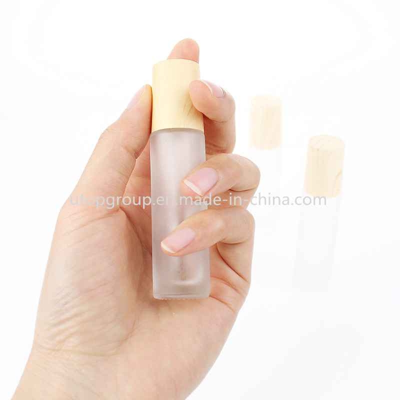 10ml Frosted Essential Oil Glass Roll on Bottle Matte Perfume Glass Sample Glass Roller Bottle with Wood Grain Cap