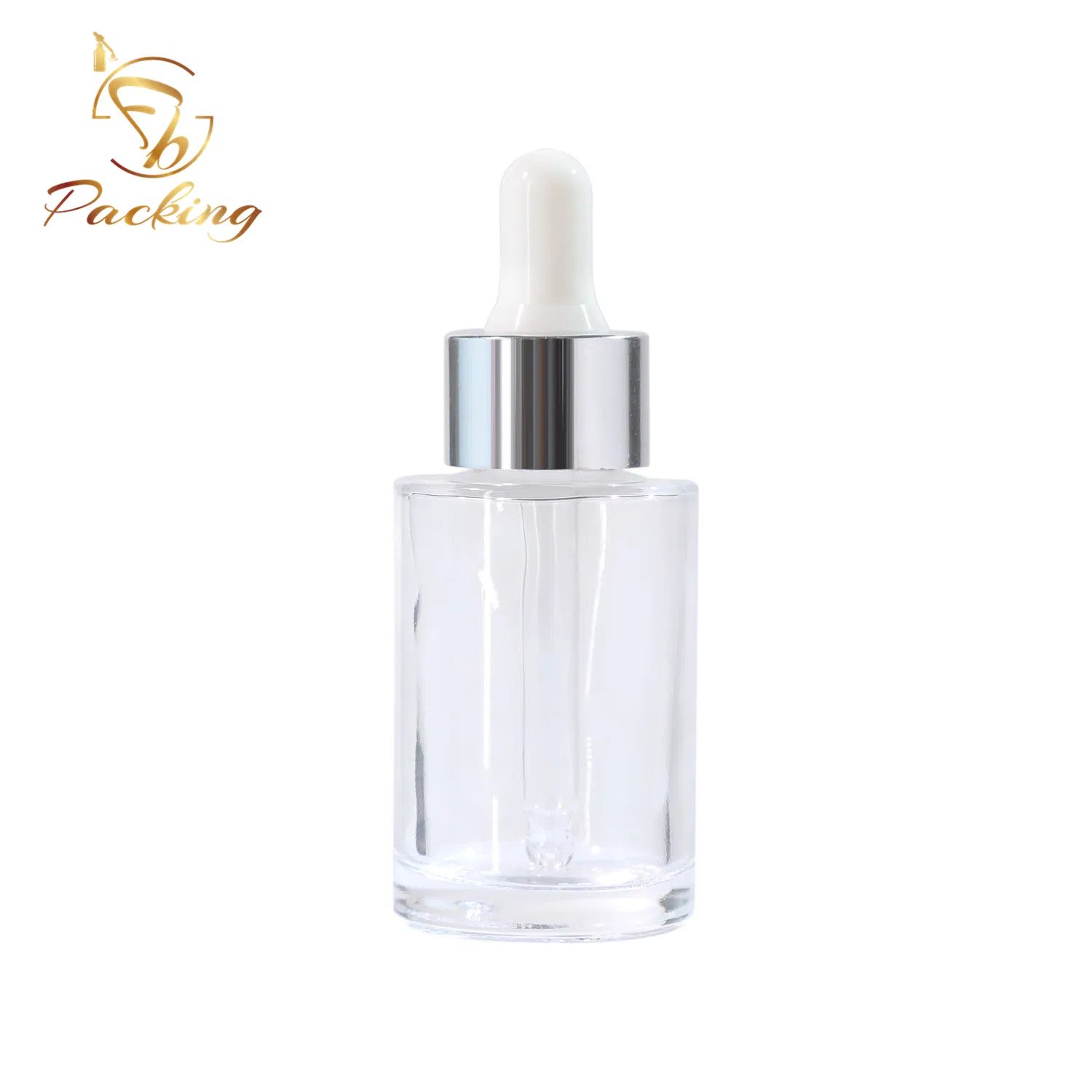 20ml 30ml Flat Shoulder Clear Glass Dropper Bottles for Serum Oil