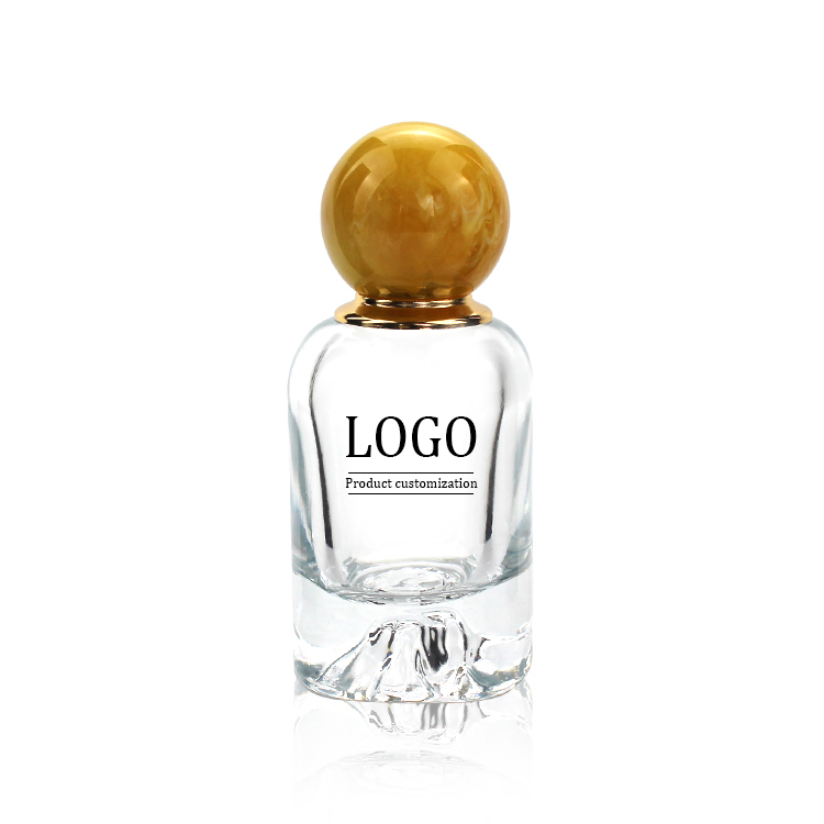 Empty High-End 50ml Transparent Spray Perfume Glass Bottle with Ball Shape Lid