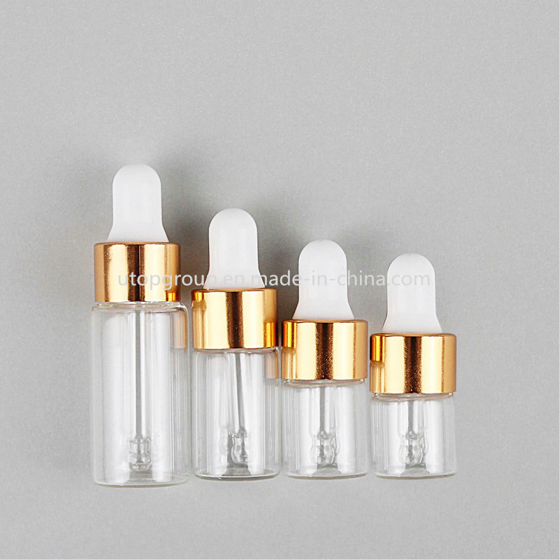 Cosmetic Packaging 1ml 2ml 3ml 5ml Mini Glass Sample Dropper Bottle Empty Essential Oil Perfume Bottles Vials with Dropper