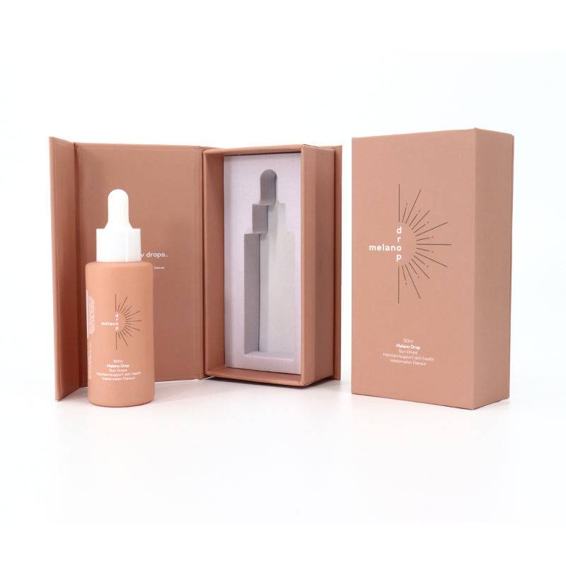 Luxury Flat Shoulder Empty Cosmetic Skincare Packaging Bottle 30ml 50ml Round Frosted Face Hair Essential Oil Glass Serum Dropper Bottle with Box