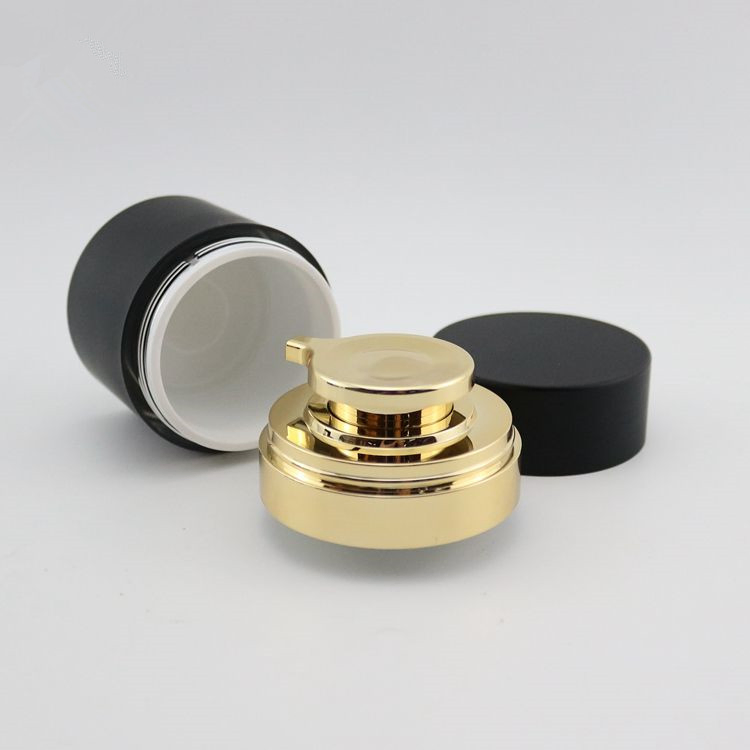 Wholesale Empty 30ml 50ml Balck Cosmetic Skincare Airless Pump Face Cream Jar