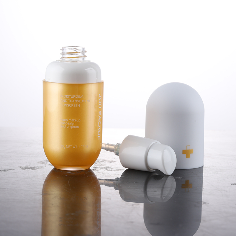 Custom Color Logo Capsule Shape Cosmetic Packaging Skincare Container Foundation Lotion Bottle with Pump