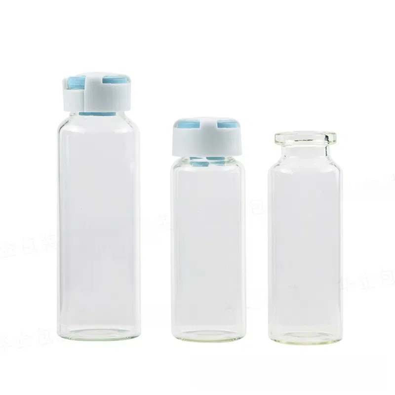 Empty Freeze-Dried Powder Glass Bottle 3/5/7/10/15/20/30ml Clear Glass Ampoule Bottles Serum Vials with Dispenser Tip Caps