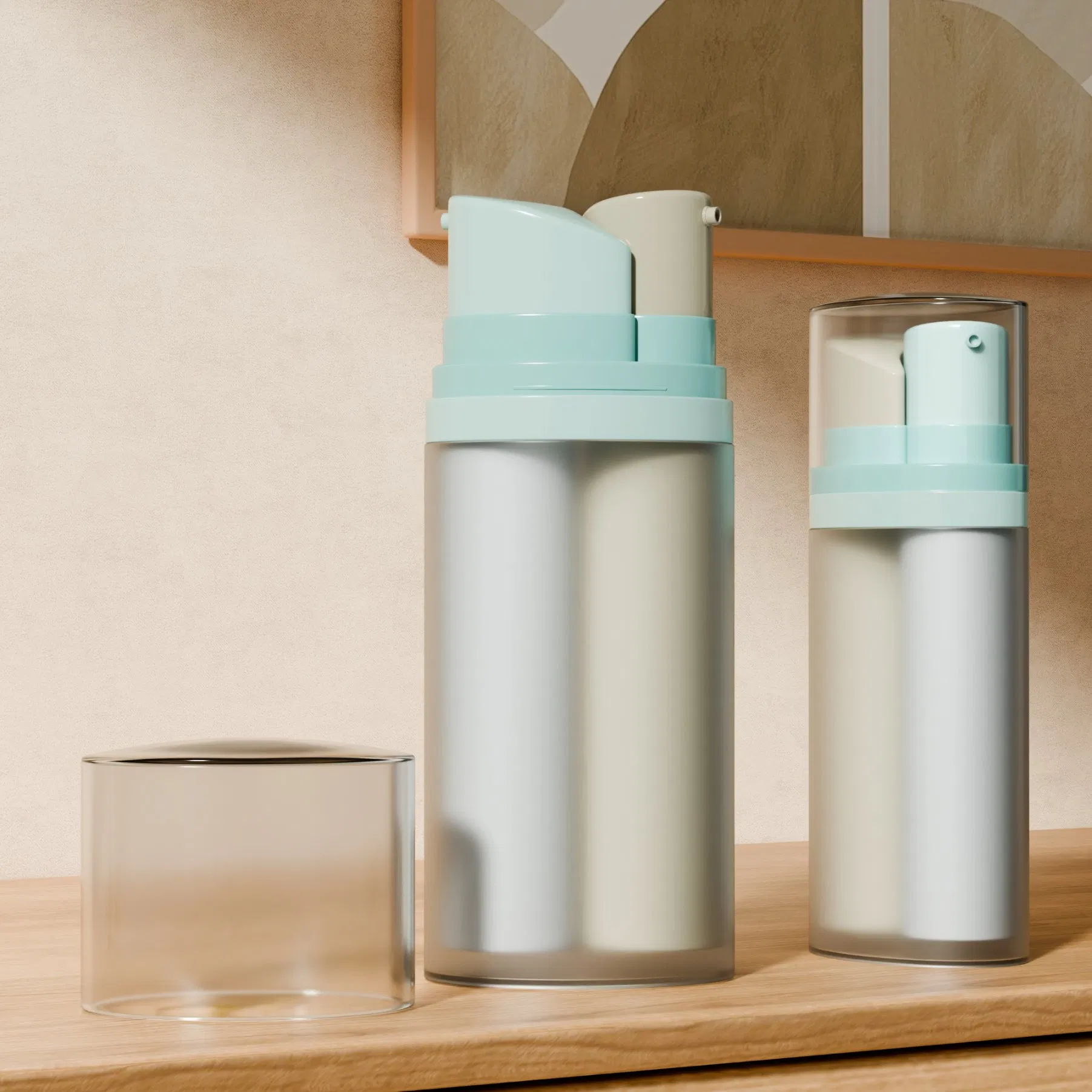 15 Ml Morning and Evening Cream Dual Compartment Lotion Pump Plastic Bottle