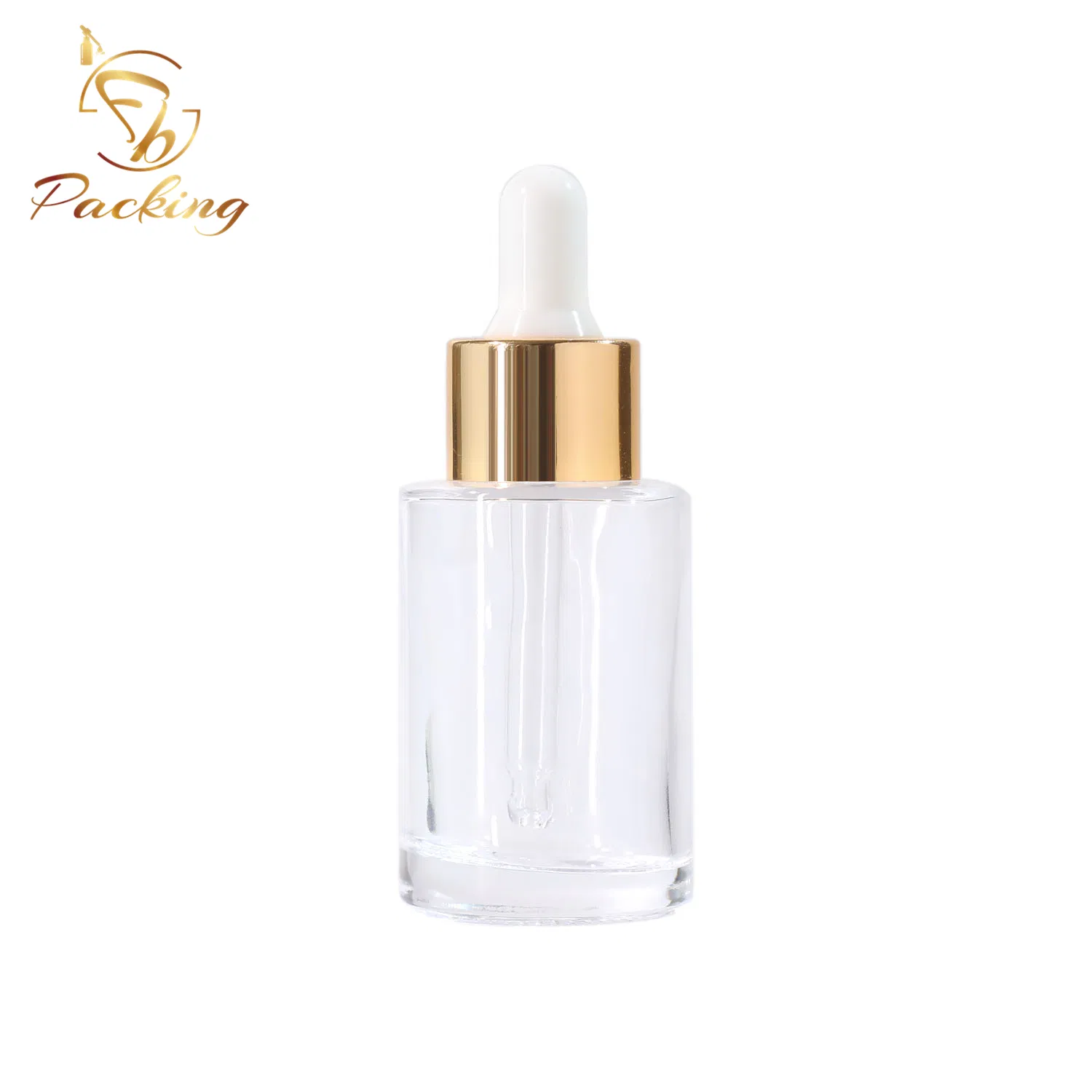 20ml 30ml Flat Shoulder Clear Glass Dropper Bottles for Serum Oil