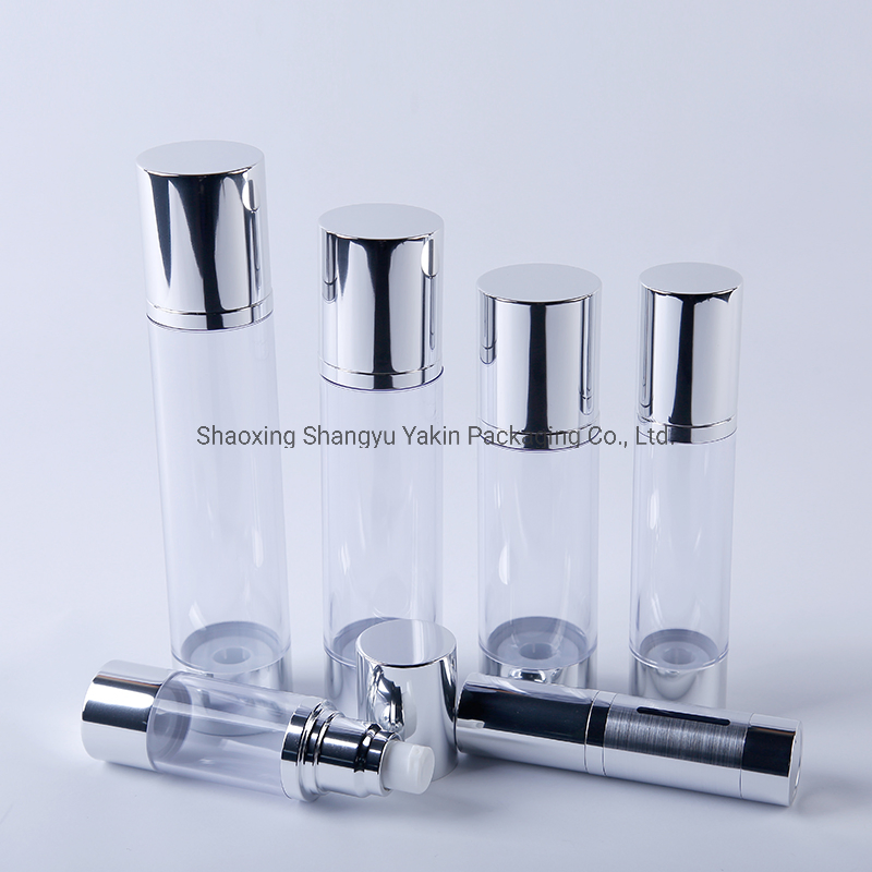 Luxury Silver 15ml 30ml 50ml 80ml 100ml 120ml Aluminum Cosmetic Skincare Packaging Lotion Pump Airless Bottle