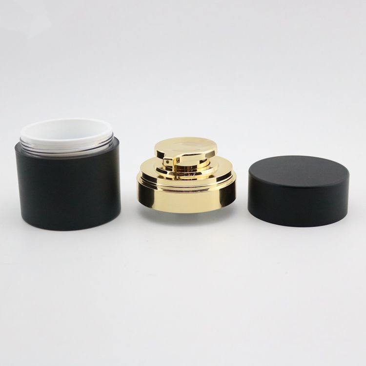 Wholesale Empty 30ml 50ml Balck Cosmetic Skincare Airless Pump Face Cream Jar