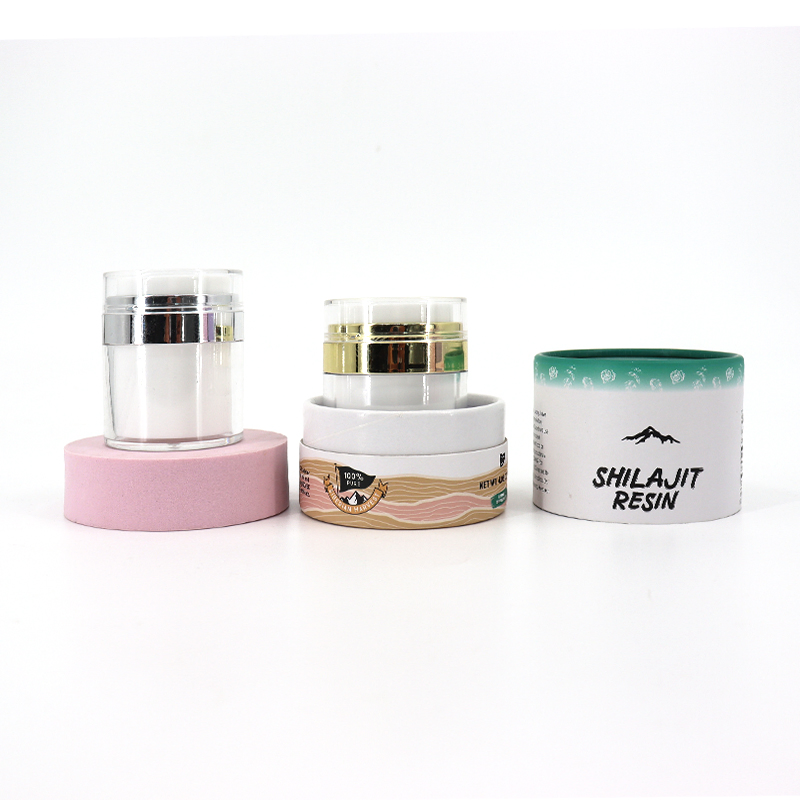 Cosmetics Packaging Airless Jar Skin Care Airless Pushing Down Lotion Cosmetic Face Cream Jar Airless Pump Jar with Paper Tube