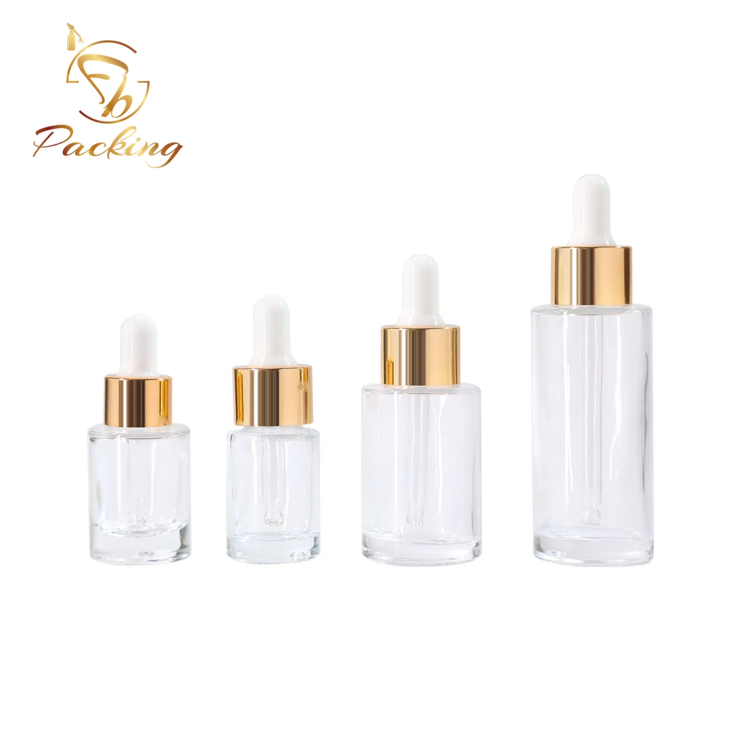 20ml 30ml Flat Shoulder Clear Glass Dropper Bottles for Serum Oil