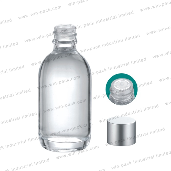 Stylish 60ml Clear Glass Skincare Bottle with Silver Cap