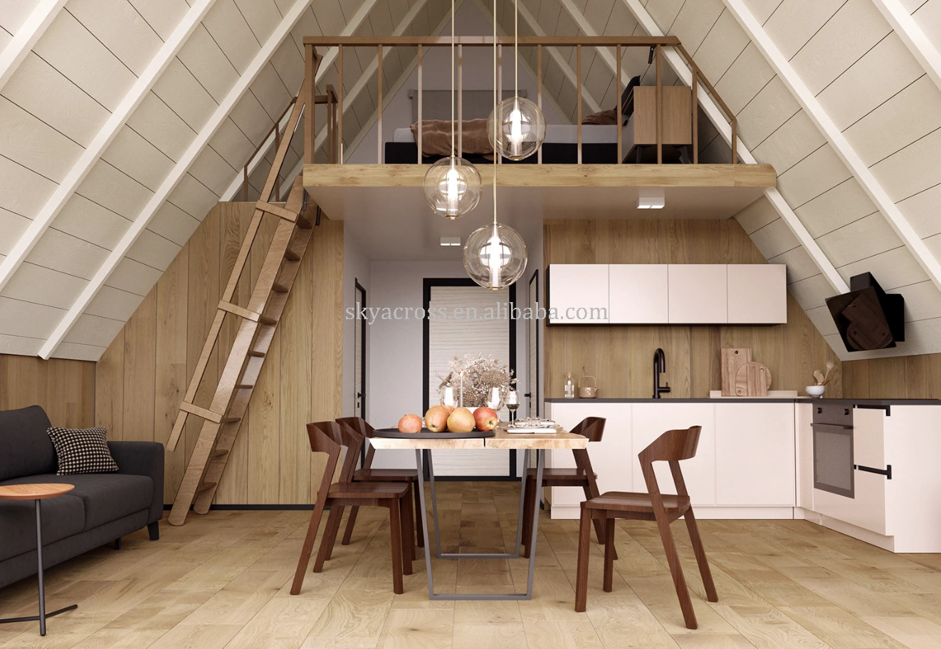 Prefab Rustic Cabin Prefabricated Buildings House Villa 1 Bedrooms Luxury Large Fully Loaded Two Story Tiny Home Casa
