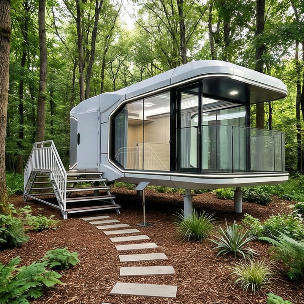 Smart Modular Space Capsule House with Thermal Insulation &amp; Smart Control System for Glamping Resort Residential Use