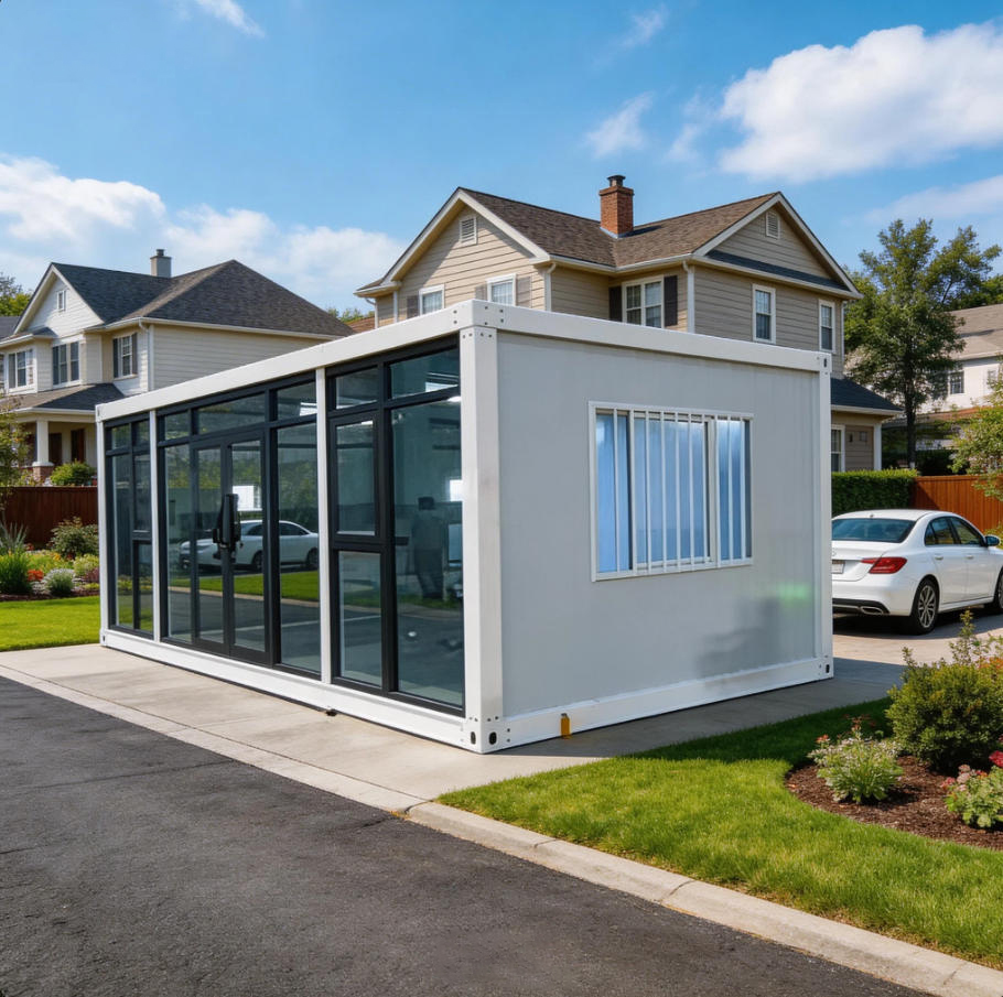 Modern Glass Curtain Wall Container House Prefabricated Modular Portable Living Villa for Resort Hotel Office Use
