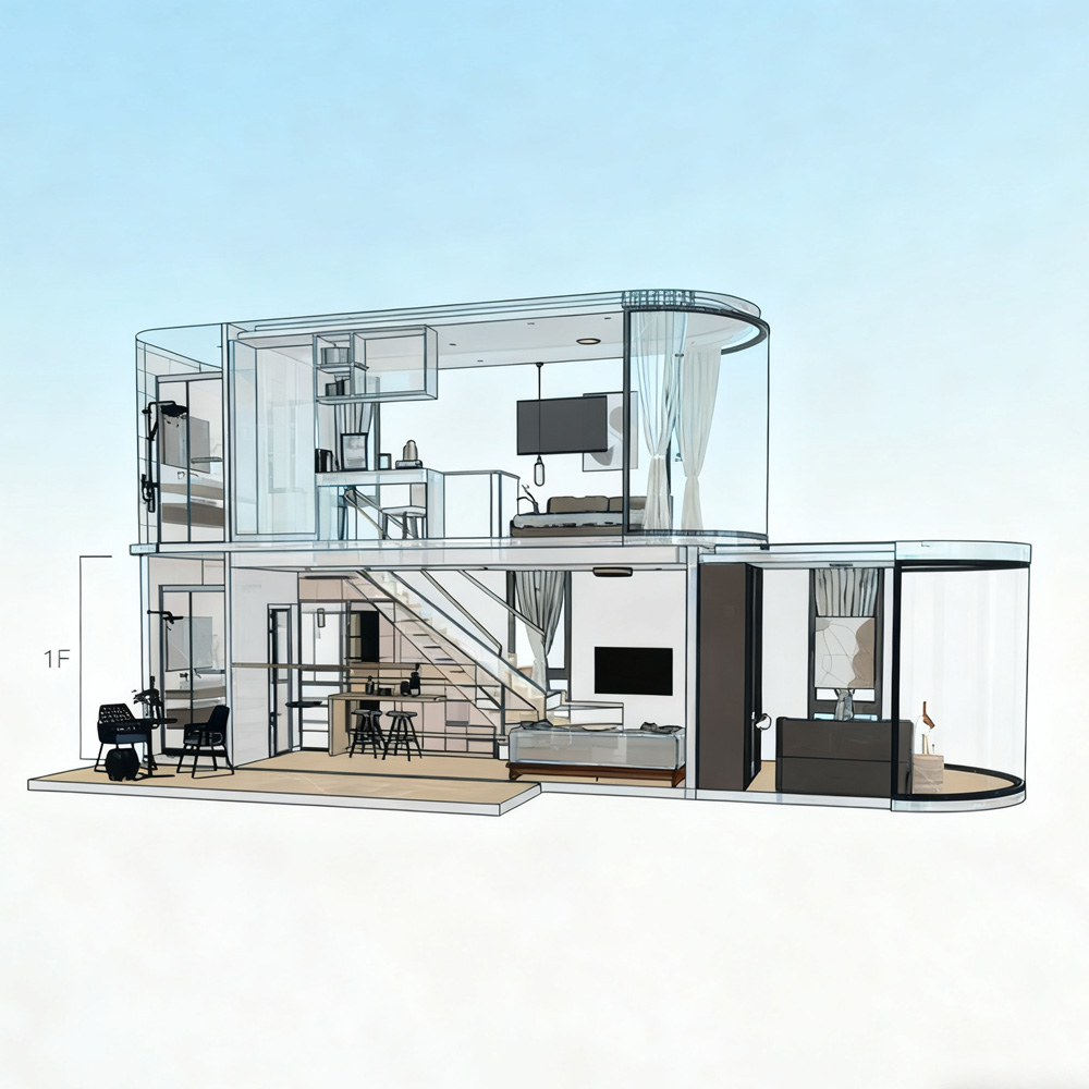 Affordable Prefab Prefabricated Portable Tiny Vacation House Apple Cabin Space Capsule Container Home Hotel Office for Resort