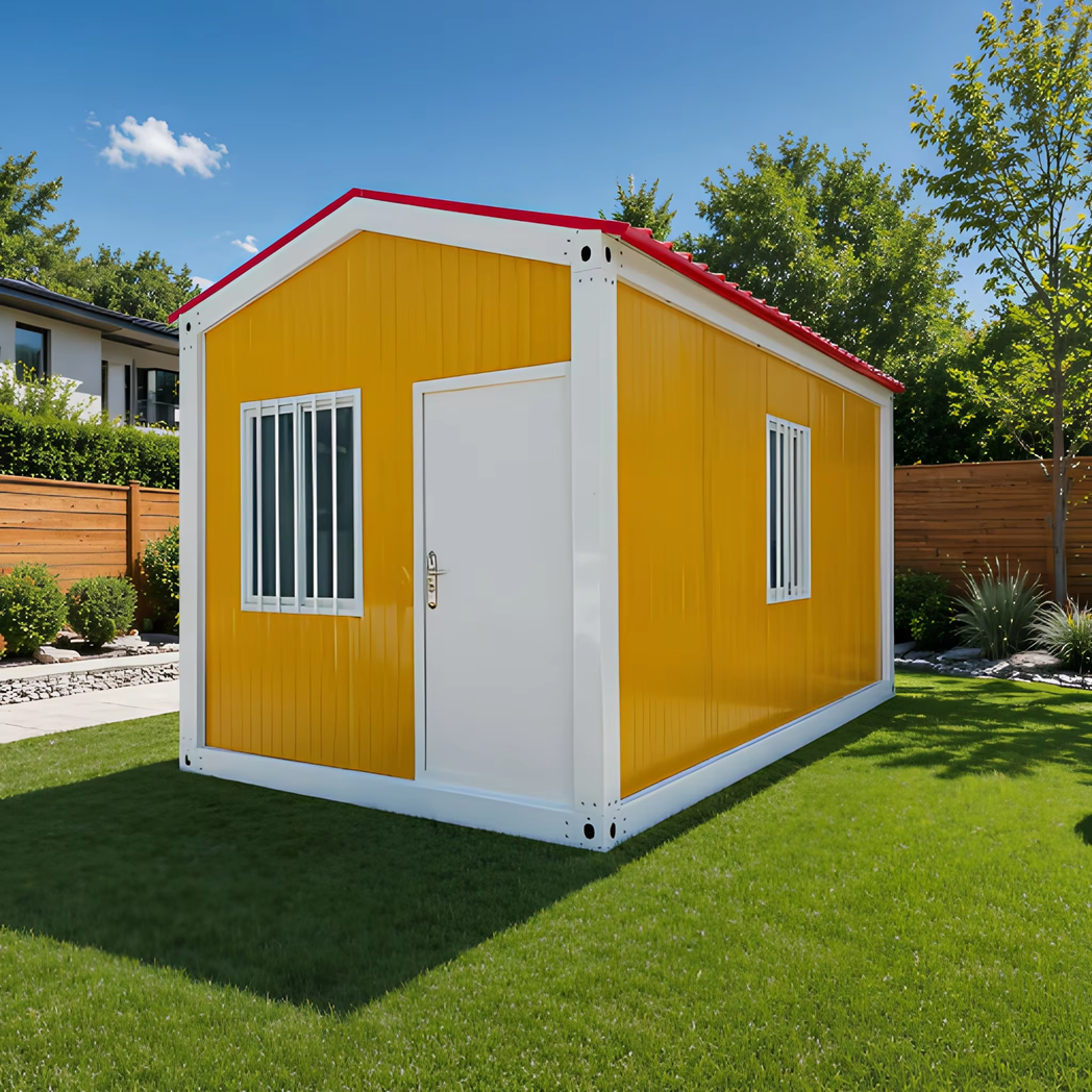 Yellow Gabled Roof Prefab Container House 20ft Modular Garden Cottage Mobile Luxury Home for Living