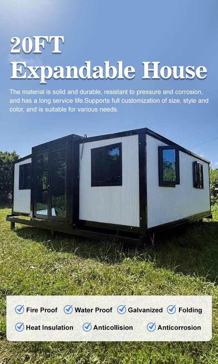 20FT Solar Ready Expandable Cabin 2 Bedroom Off-Grid | Eco-Friendly Tiny House with Insulation for Glamping & Camping
