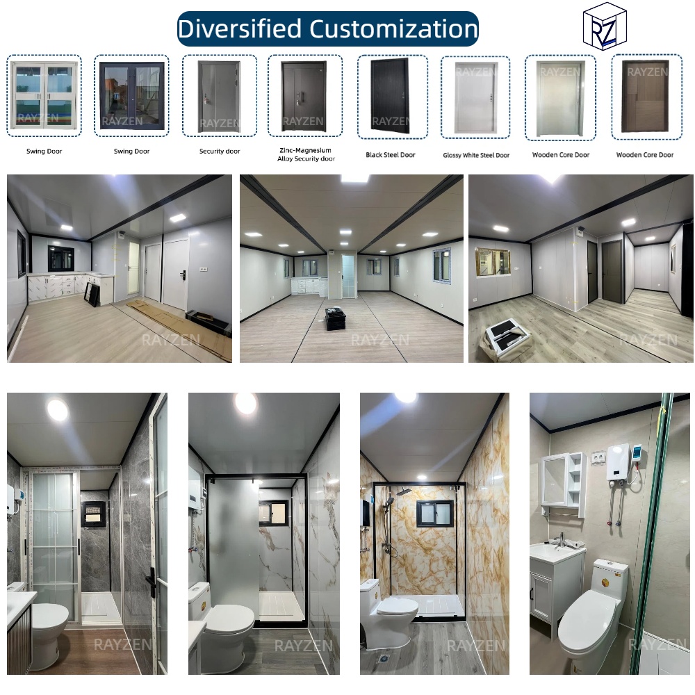 Expandable Modular House with 2 Bedroom 20ft Foldable Prefab Container Homes for Vacation Home Ray-Zen