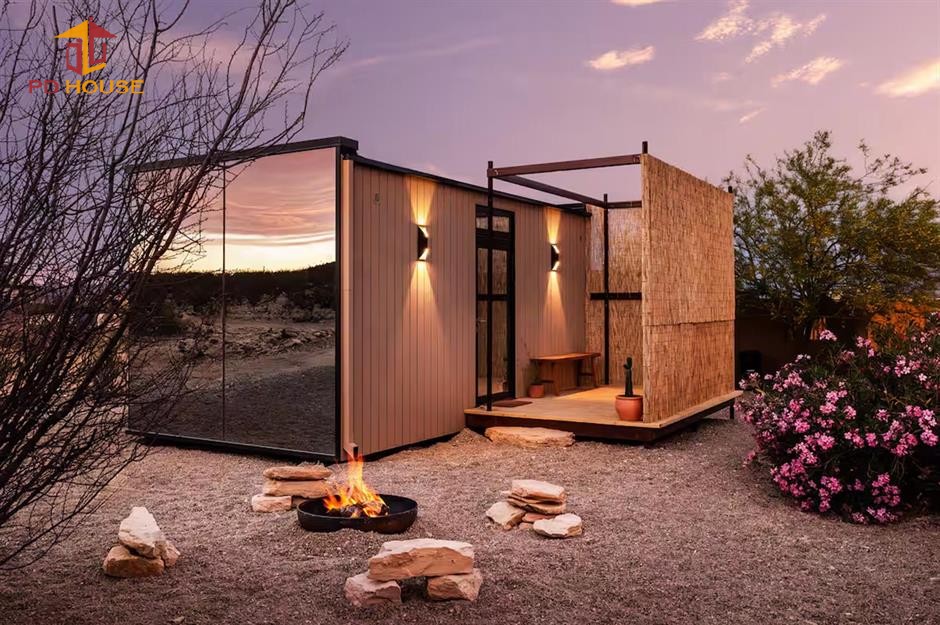 Steel Structure Modern Villa Forest Sky Mirror Mini Cabin Mobile Family Outdoor Apartment Container Minihouse Safari Resort