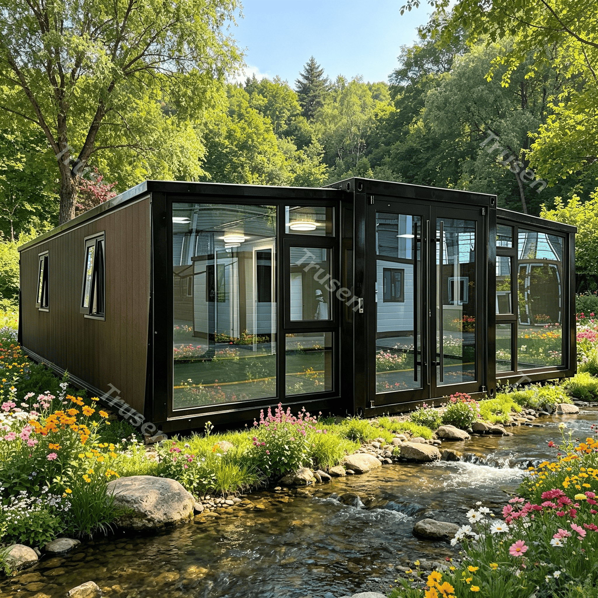 Modern Design Luxury Living Full Large Glass Wall Waterproof Modular Apartment Expander Home Integrated Home for Travel Vacation