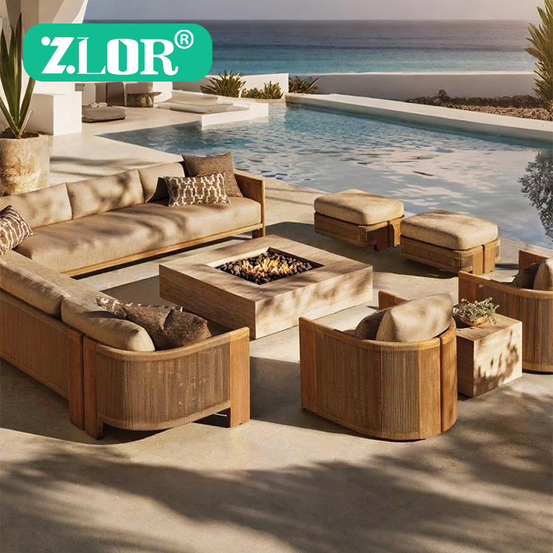 Luxury Modern Teak Outdoor Sofa Set-Waterproof &amp; Weather Resistant For Villa Garden Living Room &amp; Park