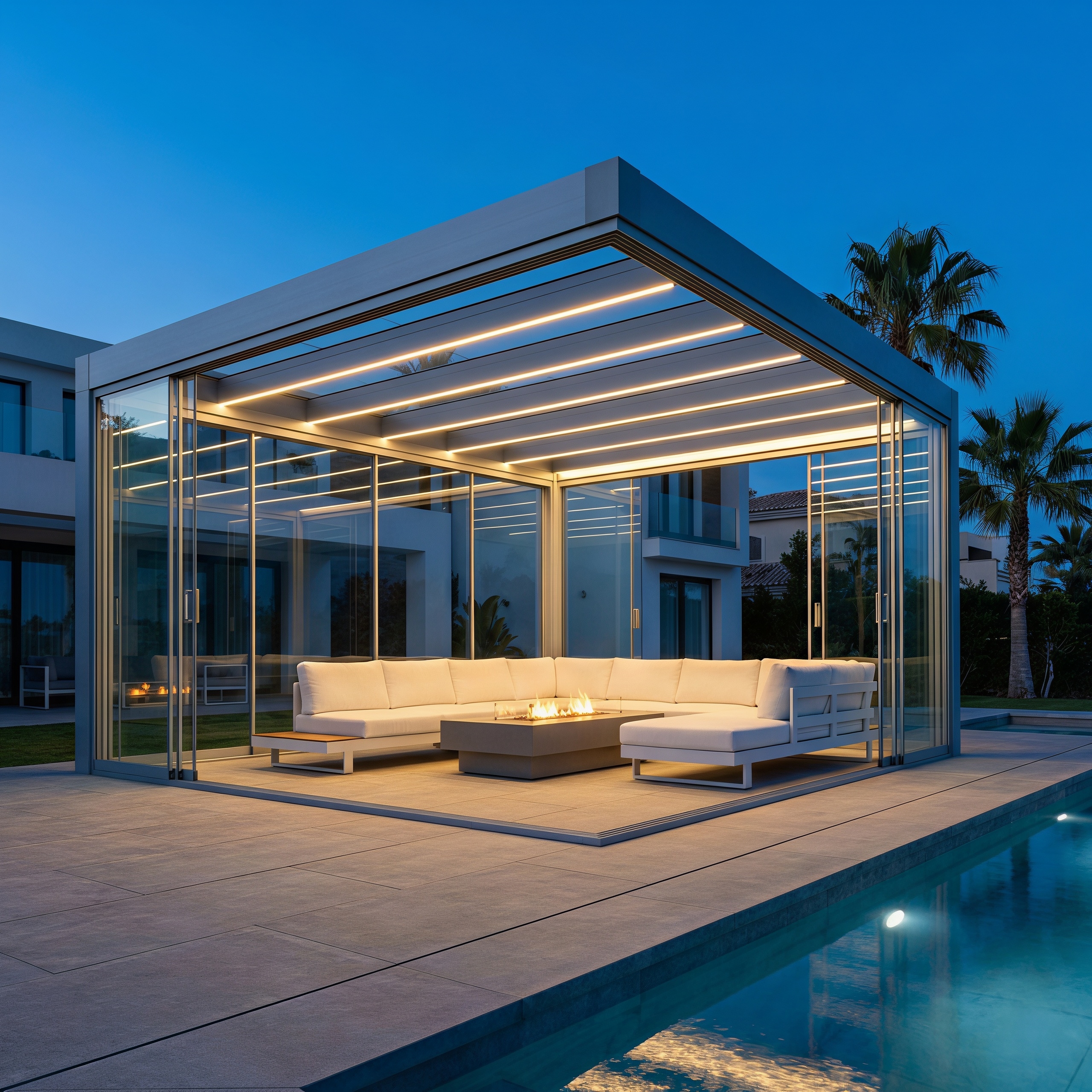 Prefabricated Modular Garden Office Pod with Glass Walls, Insulated Aluminum Pergola Room for Backyard Studio and Gym