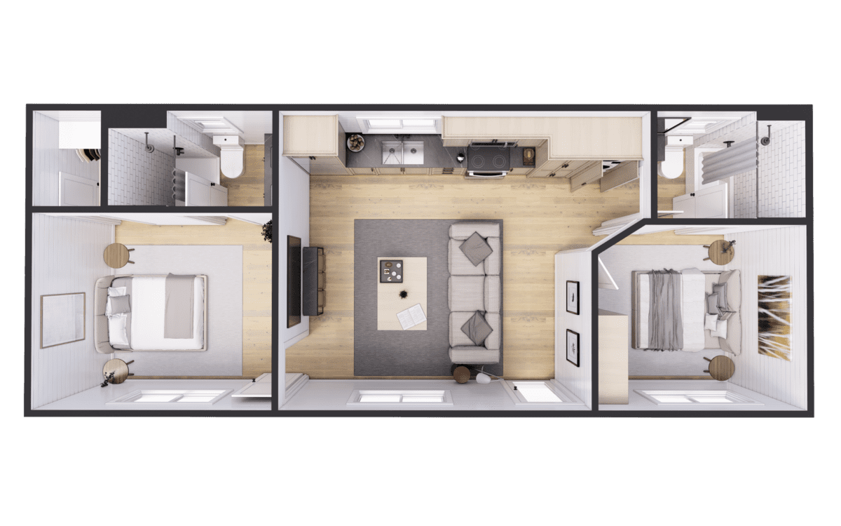 Two bedroom floor plan