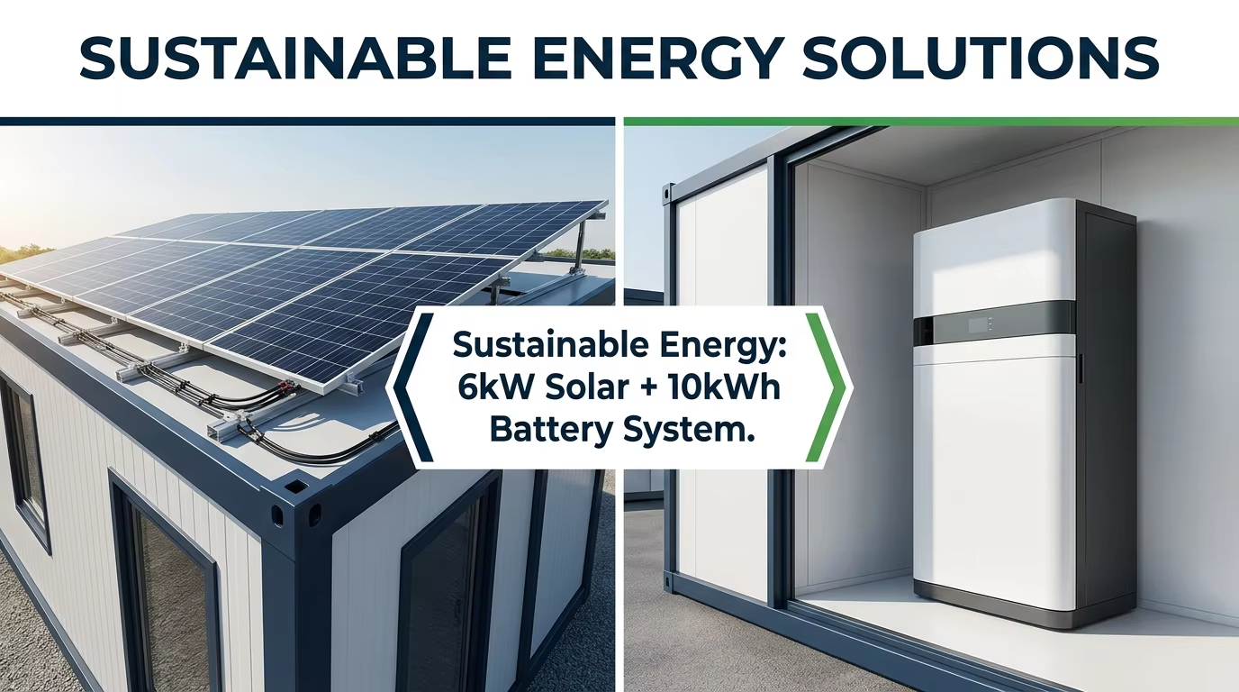 Off-Grid Solar Powered 20ft Modular Cabin AU Standard | 37sqm Luxury Tiny Home with Energy Storage | Prefab Villa
