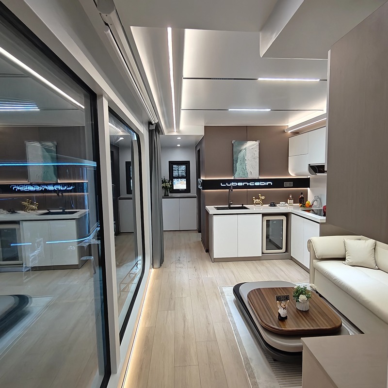 Luxury 40ft Anti-Corrosion Steel Modular Mobile Home Smart Voice Control Space Capsule House Office Living Room Kitchen Bedroom